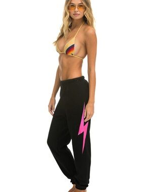 Aviator Nation Charcoal Hot Pink Bolt Sweats Size Small